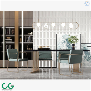 3d model of modern light luxury dining table and chairs